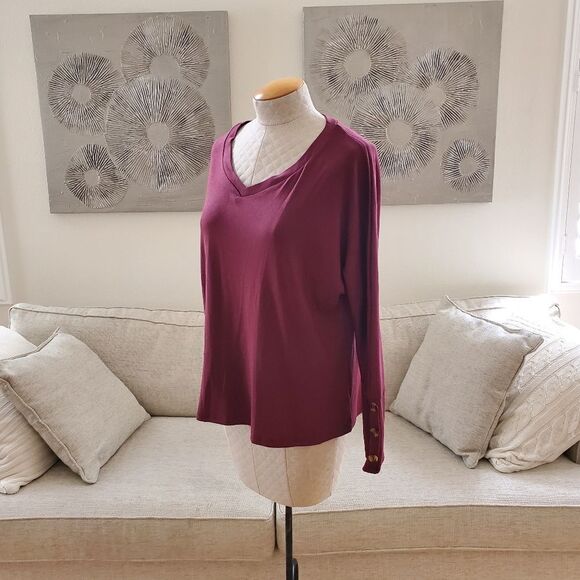 La Mode V-Neck Long Sleeve Top sz Medium - Picture 5 of 12